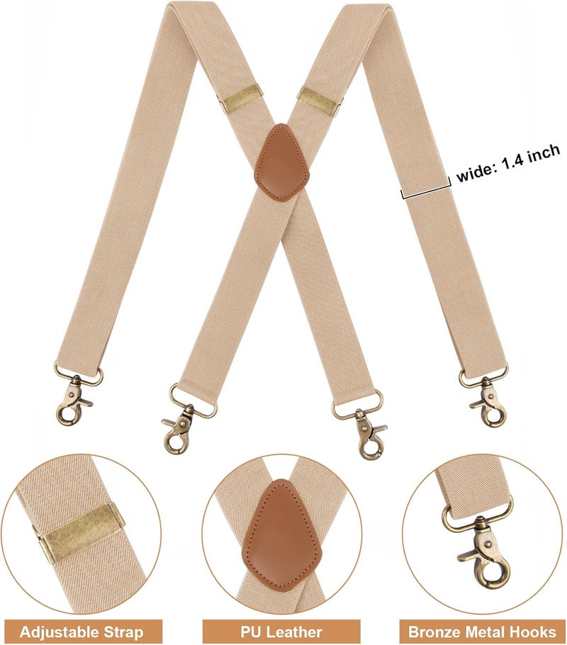 Fasker Suspenders for Men Heavy Duty 1.4 Inch Adjustable Elastic Straps X-Back Mens Suspenders - Image 3